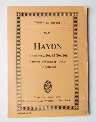 Haydn - Symphony No 73 - La Chasse   - Edition Eulenburg study score #511 - Image 1 of 3