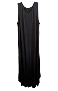 Lane Bryant Dress Womens 18/20 Maxi Black Assymetrical Sleeveless Stretch - Picture 1 of 8