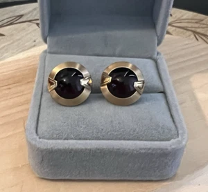 Vintage Swank Ruby Red Tone Cabochon 1/20 12k Gold Filled Cufflinks - Picture 1 of 7