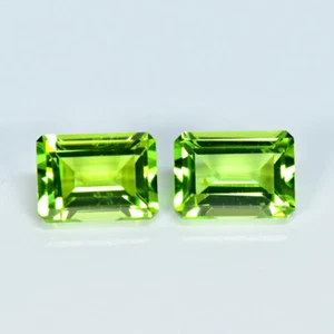 2.54Ct (2Pcs) Emerald Cut_Mesmerizing Quality Unheated Pakistan Peridot Gems - Picture 1 of 1