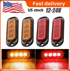 4x LED Side Marker Amber Red Lights Clearance Lamp Fit Truck Trailer Waterproof - Picture 1 of 11