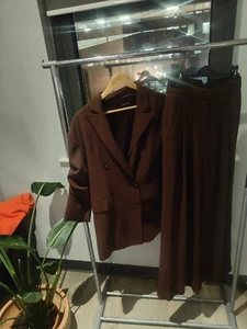 Karen Millen Brown Twill Oversized Trouser Suit Size 10 - Picture 1 of 7