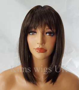 DARK BROWN WIG LADIES WOMENS RAZOR CUT SHOULDER LENGTH FASHION HAIR UK SELLER - Picture 1 of 6