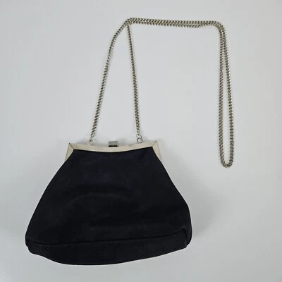 Liz Claiborne Small Purse Clutch Black Long Chain 100% Polyester Top Clasp - Image 1 of 4