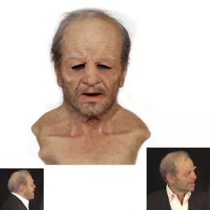 Simulation Latex Head Cover Old Man Grandpa Cosplay Halloween Headgear Prop Mask - Picture 1 of 7