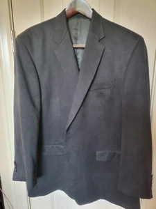 Chaps Blazer Sport Coat Jacket Mens Black Faux Suede Polyester 2 Btn 46R - Picture 1 of 5