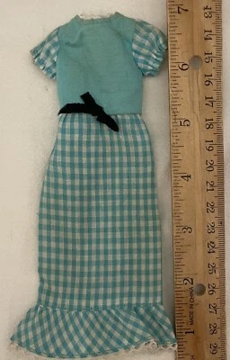 Vestido Barbie Skipper Quick Curl 1973 De Colección Azul Blanco Guinga Negro Lazo/Cepillo #4223 Foto 1 de 4