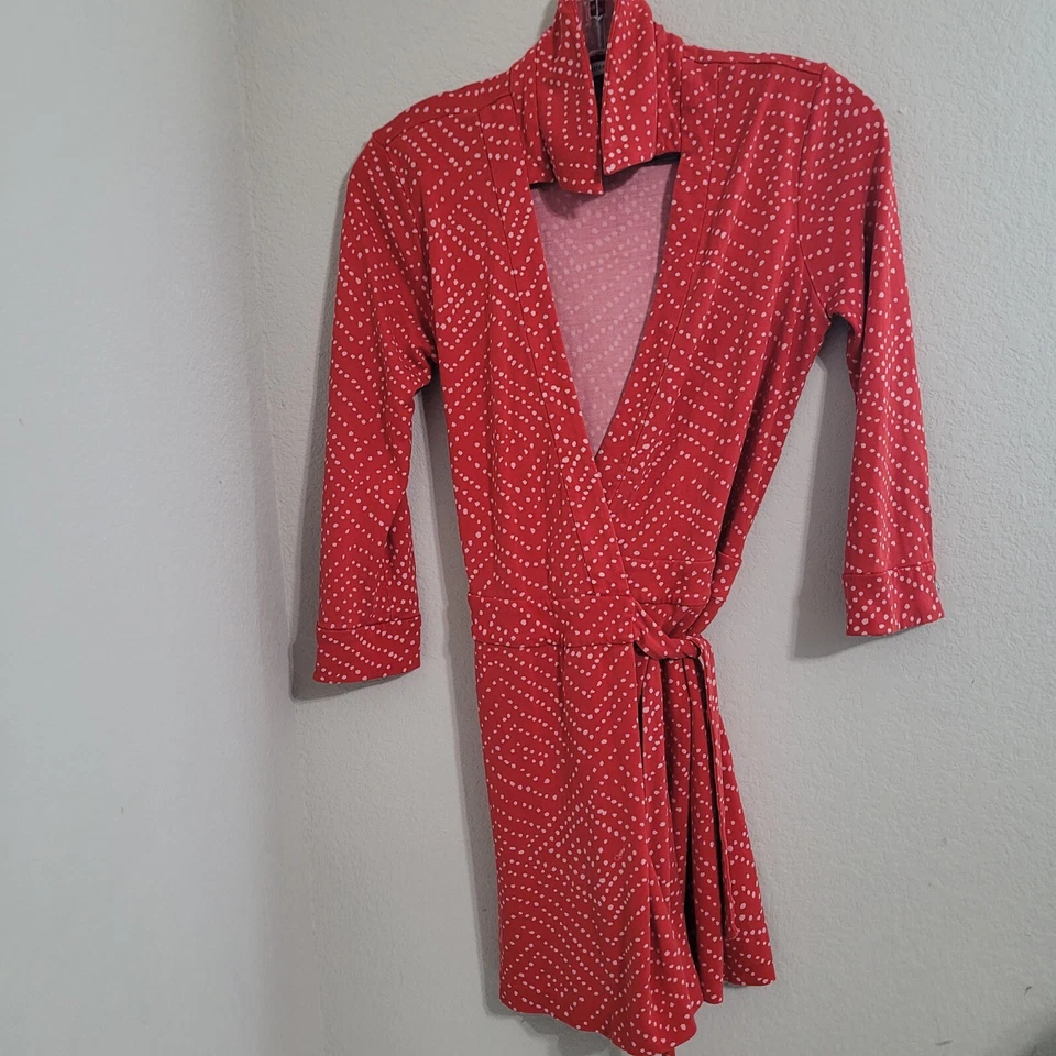 Diane Von Furstenberg XS,S Romper Celeste Silk polka dot stretch waist belt - Image 1 of 4