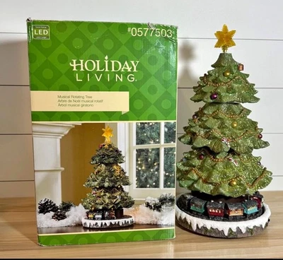 Rotating Musical Tiered Ceramic Christmas Tree Tabletop 8 Songs 15.7” LED Lights - Image 1 of 4