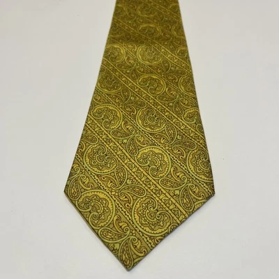 De colección Sears The Mens Store Amarillo y Dorado Intrincado Patrón Paisley Años 70 EE. UU. Foto 1 de 4