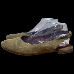 TOMS Julie Women's Sz 10 Olive Green Slingback Sandals Flat Suede Slip On - Picture 1 of 12
