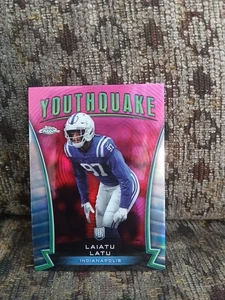 2024 Topps Chrome Laiatu Latu #Y-9 Youthquake Pink Refractor Indianapolis Colts - Picture 1 of 2