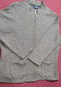 Woman's Crazy Horse Size 2 Gray Full Zip Sweater With Front Pockets Herringbone - Picture 1 of 5
