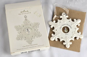 Hallmark Our First Christmas 2011 Porcelain Snowflake In Box - Picture 1 of 6