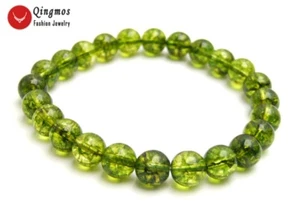 8mm Round Natural Green Peridot Bracelet for Women Stone Bracelet Jewelry 7.5" - Picture 1 of 6