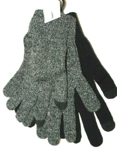 Men's Black/Gray Tech Touch Gloves One Size Fits Most 2-Pack - Picture 1 of 3