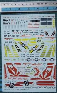 water slide decals 1/72 for F14 F-14A TOMCAT for model kits 64109E - Picture 1 of 1