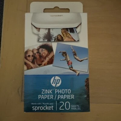 Brand New HP Sprocket 2x3" Sticky Back Photo Paper (20 Sheets) Quality  1 Boxes - Image 1 of 3