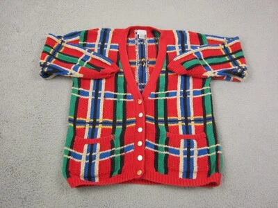 Cárdigan Classix Vintage Mujer Mediano Rojo Suéter Cuadros Años 70 80 Colorido Foto 1 de 4