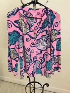 Lilly Pulitzer Women's Elsa Leaves in the Breeze Silk Tunic Blouse Size M - Picture 1 of 16