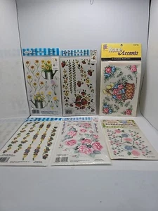 Lotto 6 Strofinacci Assortiti Trasferimenti Fiori Rose Cesto Fragole - Foto 1 di 7