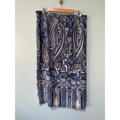 Lane Bryant Women's Blue Floral Paisley Midi Faux Wrap Skirt Size 14 - Image 1 of 4
