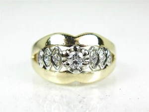 Vintage 14k Yellow Gold 11mm Natural .25ctw Diamond Ladies Band Cocktail Ring 5g - Picture 1 of 4