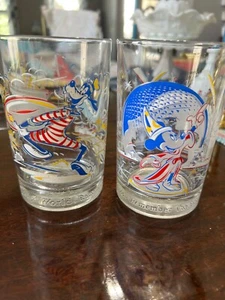 Set of (2) Walt Disney World 25 Years Remember The Magic Glass Cups Mickey Goofy - Picture 1 of 5