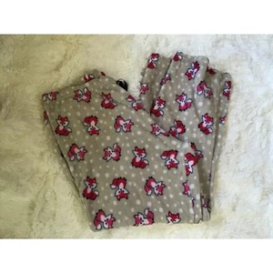 Bobbie Brooks Lounge Pants Pajama Size 2X Tan Fleece Fox Elastic Waist  - Picture 1 of 5