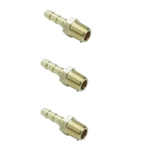 Brass Hose Barb Fitting Adapter 1/4" Hose ID X 1/4 NPT Pipe Male 3Pcs - Picture 1 of 4