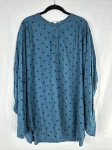 Old Navy Tunic Top Women Size XXL Green Polka Dot Long Sleeve Casual - Picture 1 of 14