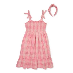 Btween Ruched Maxi Dress Girl Size 12 Rose Cotton Smocked Square Neck Pullover - Picture 1 of 4