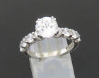 Zirconia Solitaire Ring Sz 7 - Rg22940 925 Sterling Silver - Vintage Shiny Cubic