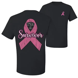 Camiseta deportiva gráfica rosa I'm A sobreviviente de cáncer de mama delantera y trasera para hombre - Imagen 1 de 9