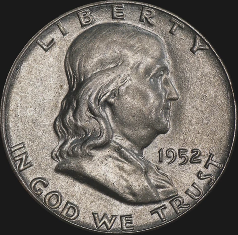 1952 Franklin Half Dollar 90% Silver, Uncirculated, Layers of Tone, As Shown 460 Cover
