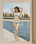 1958 sexy mature lady in swim wear postcard Switzerland  to Hong Kong airmail