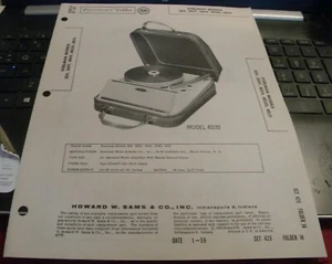 V-M 2 SPEED RECORD CHANGER TURNTABLE MODEL: 1500 (SAMS PHOTOFACT 426-15 - Imagen 1 de 1