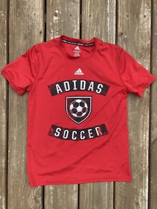 Adidas Soccer Youth Medium M Climalite Red Short Sleeve Shirt Tshirt Tee - Picture 1 of 4