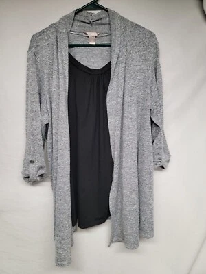 White Stag Gray and Black One Piece Sweater/Blouse (Size 2X (18W/20W)) - Image 1 of 3