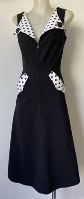 Vestido Bettie Page Lunares Negro con Bolsillos, Talla S Nuevo Sin Etiquetas.  Foto 1 de 3