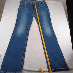 Bota Suki de mezclilla fluida plateada ajustada media W33/L35 pantalones de mezclilla azules ligeramente desgastados - Imagen 1 de 20