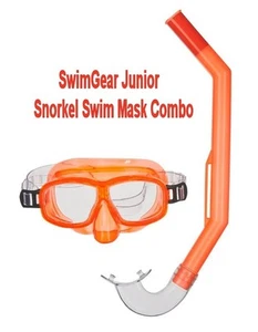 SwimGear Junior Snorkel Swim Mask Goggles Neon Orange Combo Set Kids Snorkeling - Picture 1 of 3