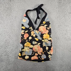 Athleta Escape Sirrendipity Tankini Womens L Black Floral Halter Swimwear Top - Picture 1 of 10