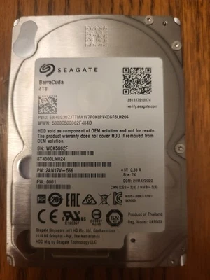 Used 4TB Seagate Barracuda ST4000LM024 2.5" SATA III Hard Drive 15mm - Image 1 of 2