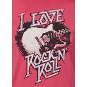 Academy Sports "I Love Rock N Roll" Short Sleeve Crew T-Shirt Tangerine MD $20 - Picture 1 of 4