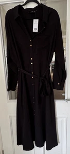 BNWT F&F BLACK COLLARED SHIRT DRESS WITH POCKET & BELT - SIZE 22! - Picture 1 of 7