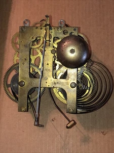 VINTAGE GILBERT CLOCK MOVEMENT MECHANISM 1911 BELL FOR PARTS/REPAIR BLACK MANTLE - Picture 1 of 3