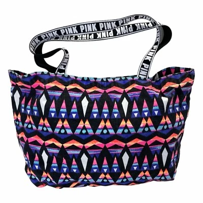 PINK Victoria's Secret Aztec Tribal Geometric Pattern Tote Bag Beach Travel - Image 1 of 4