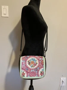 Mlair Mexican Oilcloth Flower Print Crossbody Purse - Picture 1 of 5