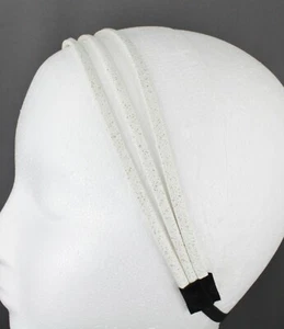 White thin skinny triple 3-strand faux leather headband hair band narrow bands - Picture 1 of 6